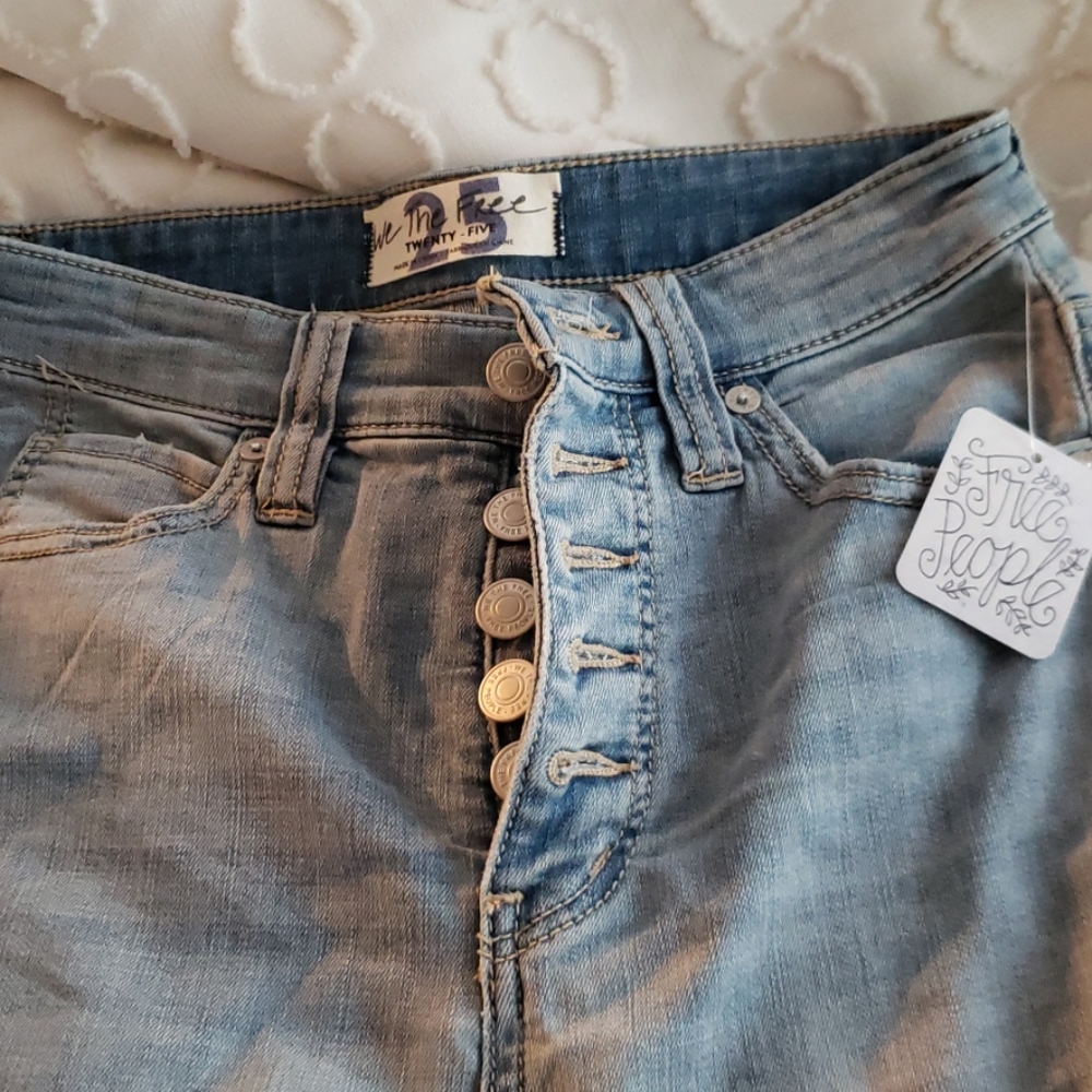 Free People Bell Bottom Button Front Jeans